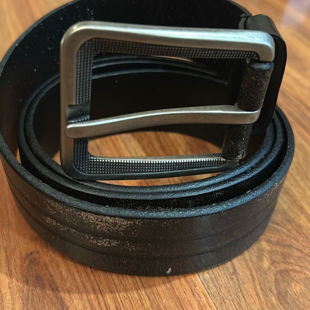 Jeffrey Campbell men's distressed black leather belt size 40
